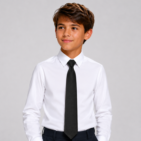 Boy's Silk Textured  black Color Tie