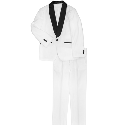 Boys White & Black Tuxedo Suit Set