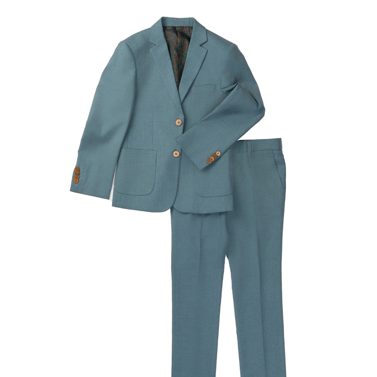 Boys Dusty Blue 2-Piece Suit Set with Notch Lapel Blazer & Dress Pants