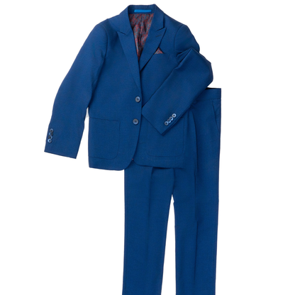 Boys Royal Blue 2-Piece Suit Set with Classic Blazer & Dress Pants