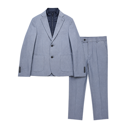 Boys 2-Piece Suit Set with Zip-Up Mock Layer With Multicolor