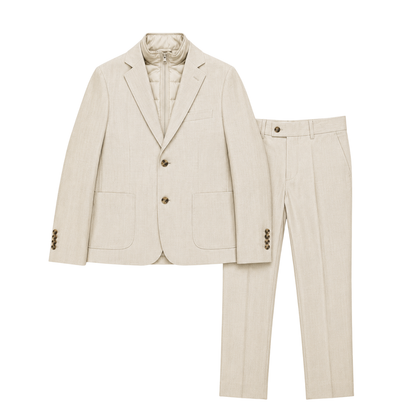 Boys 2-Piece Suit Set with Zip-Up Mock Layer With Multicolor