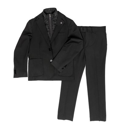 Boys 2-Piece Suit Set with Zip-Up Mock Layer With Multicolor