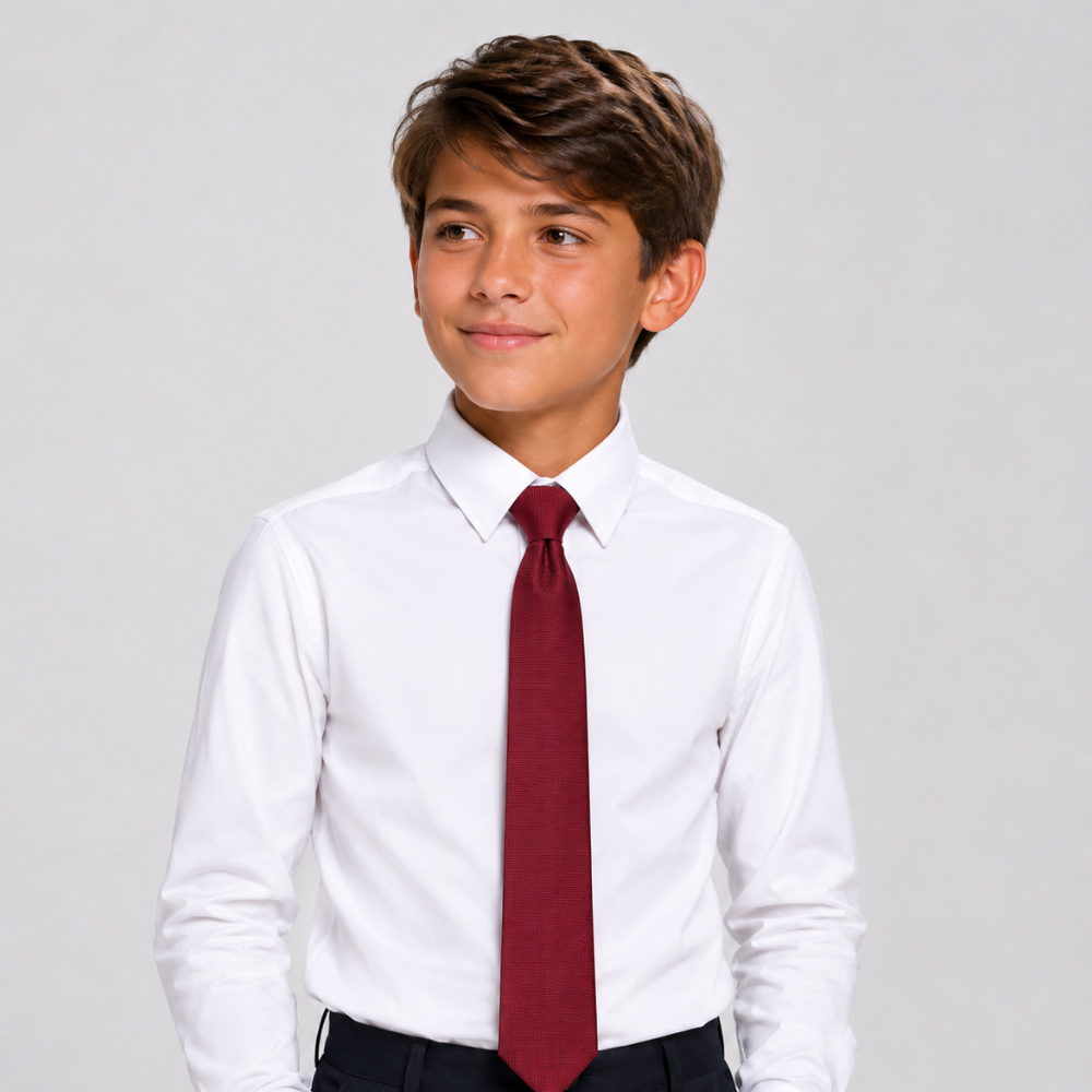 Boy's Silk Textured  Wine ColorTie