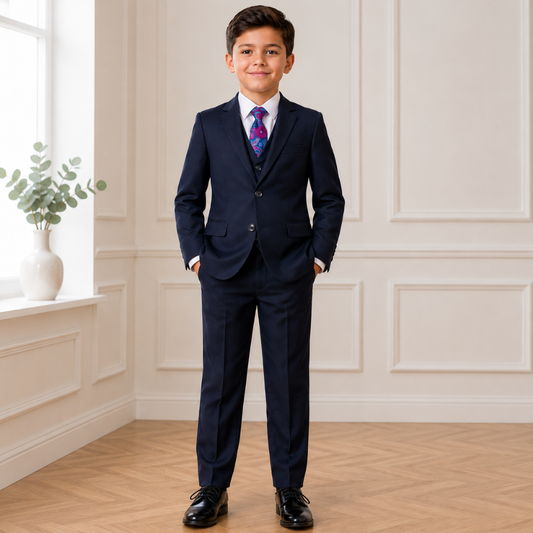 Boys' 5-Piece Navy Formal Suit Set