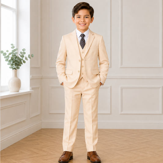 Boys' 5-Piece Peach Formal Suit Set