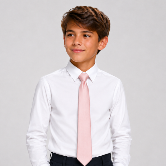 Boy's Silk Textured  Pink Color Tie