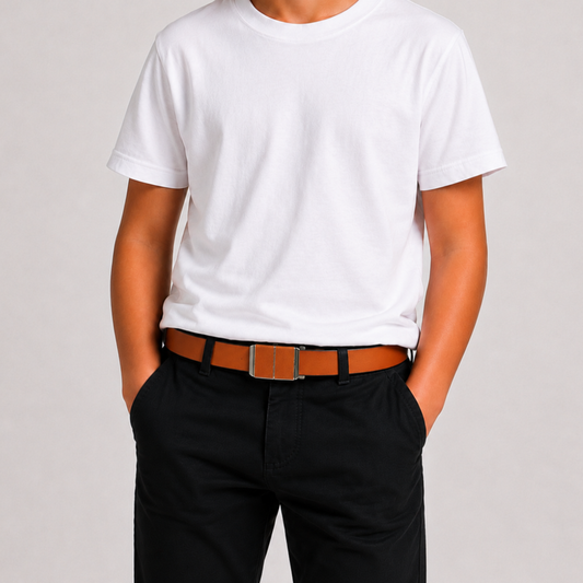Boys Tan Auto-Lock Formal Belt