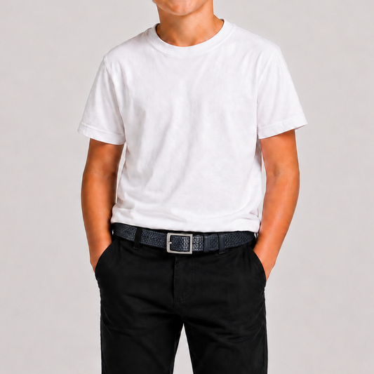 Boys’ Navy Textured Reversible Dress Belt