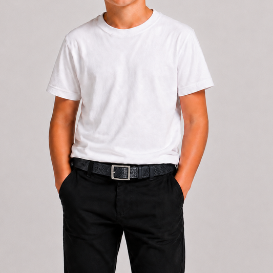 Boys’ Grey Textured Reversible Dress Belt