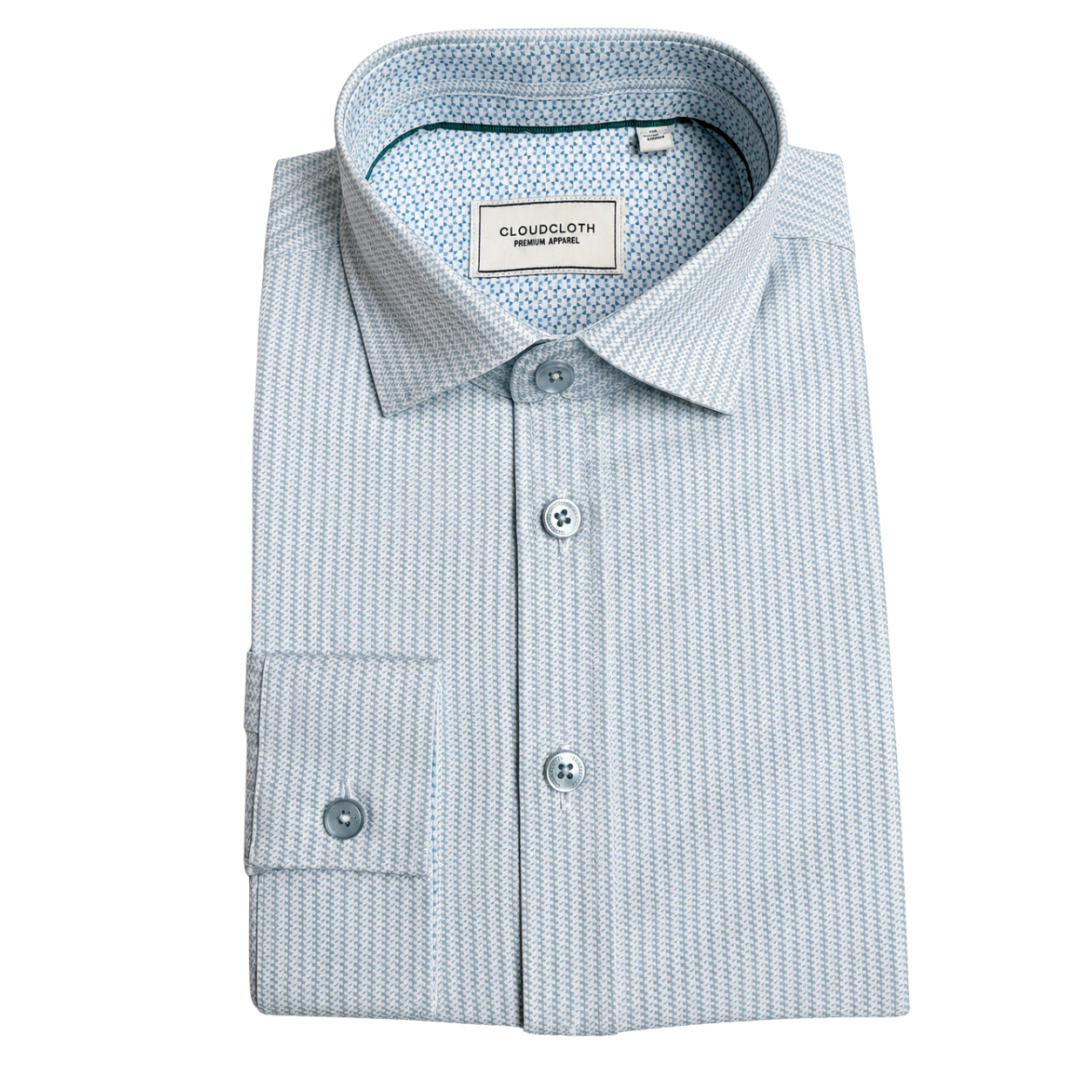 Men’s Light Blue Micro-Stripe Long Sleeve Dress Shirt