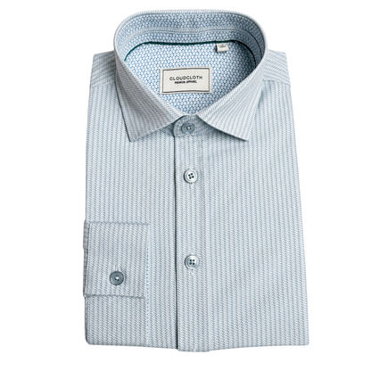 Men’s Light Blue Micro-Stripe Long Sleeve Dress Shirt