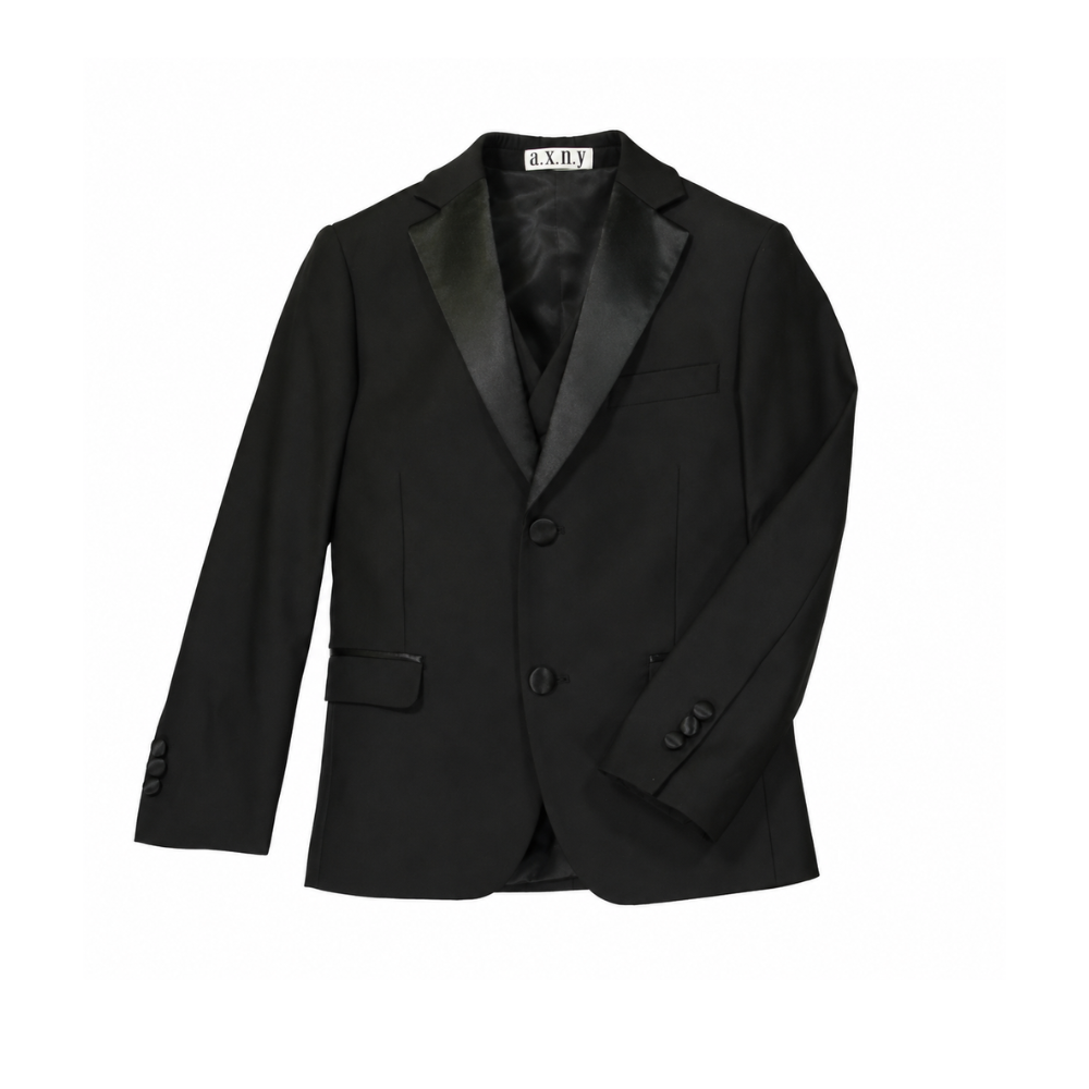 Men's Classic Black Satin Lapel Tuxedo Suit – 2 Piece Formal Dinner Suit