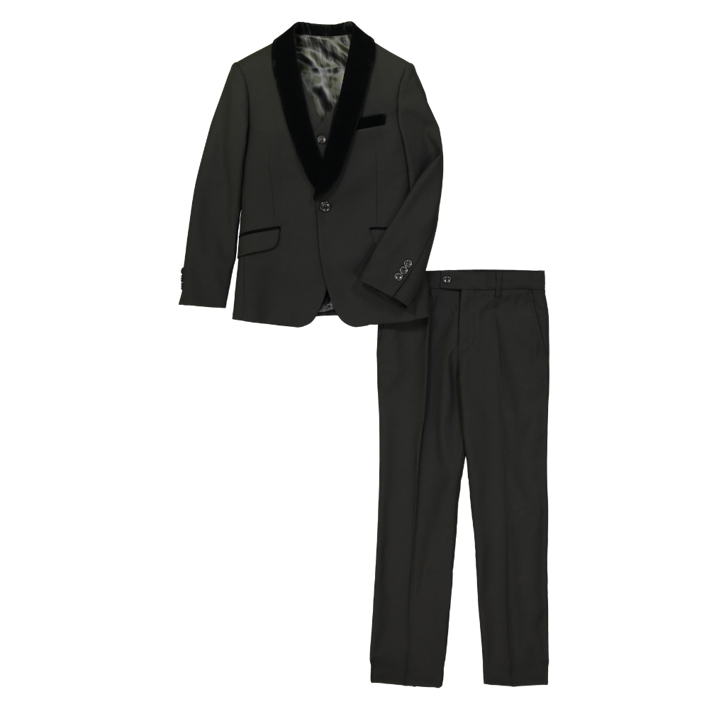 Men's Classic Black Shawl Lapel Tuxedo Suit Set – 2 Piece Formal Blazer & Trousers