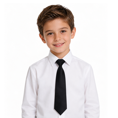 Boys' Solid Black Satin Necktie