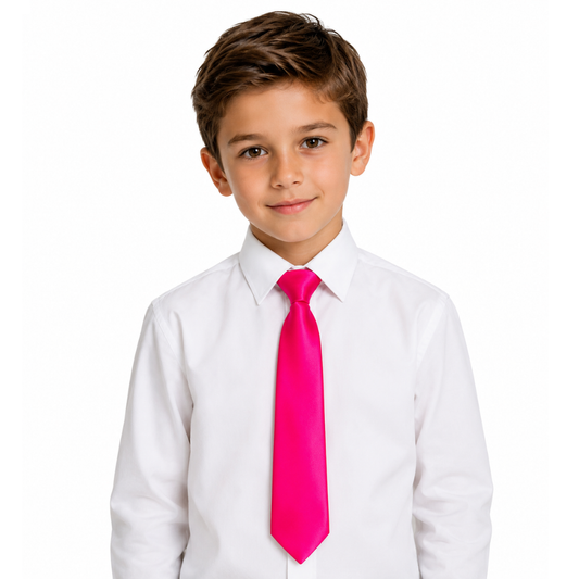 Boys' Solid Fuchsia Satin Necktie