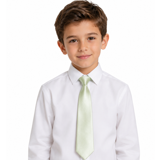 Boys' Solid Off White Satin Necktie