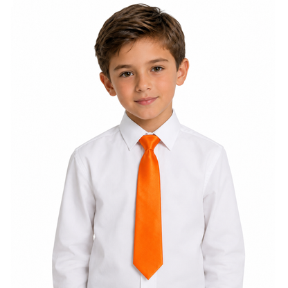 Boys' Solid Orange Satin Necktie