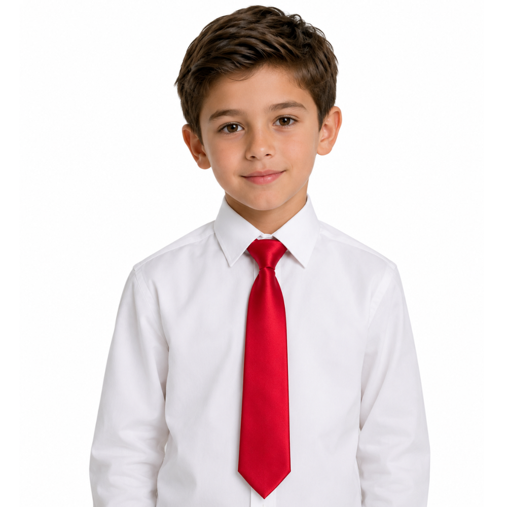 Boys' Solid Red Satin Necktie