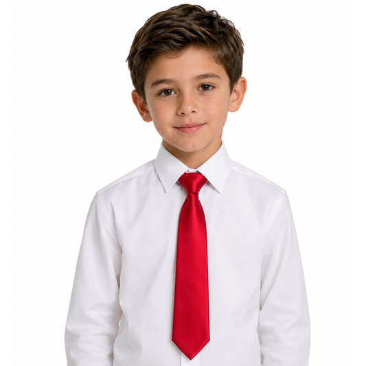 Boys' Solid Red Satin Necktie