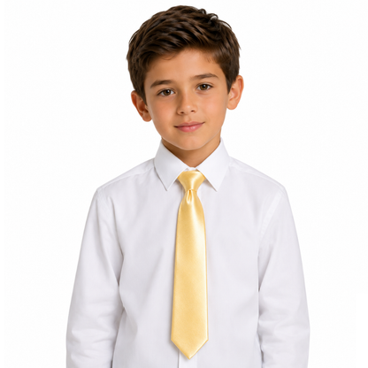 Boys' Solid Yellow Satin Necktie