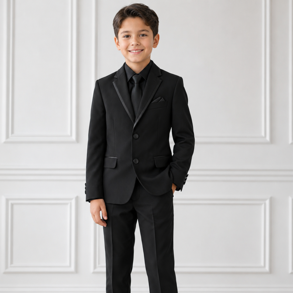 Boys Classic 2-Piece Black Tuxedo Suit – Formal Blazer & Dress Pants