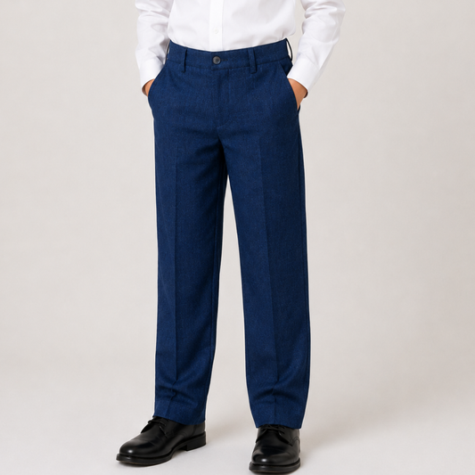 Boys Royal Blue Dress Pants – Classic Flat Front Formal Trousers