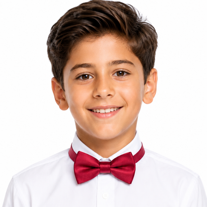 Boys' Wine Satin Pre-Tied Bow Tie
