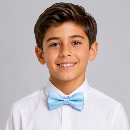 Boys' Sky Blue Satin Pre-Tied Bow Tie