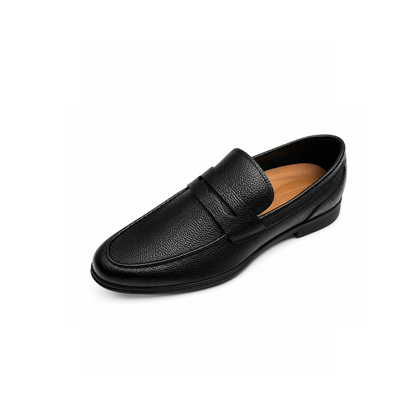 Boy's black Pebble-Grain Leather Penny Loafers Shoes