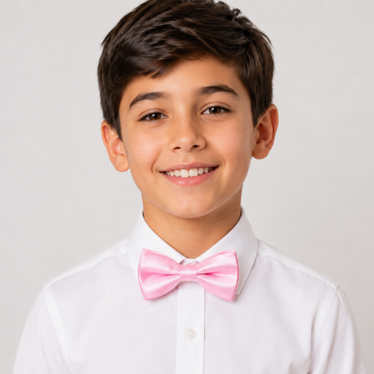 Light Pink Satin Boys Pre-Tied Bow Tie