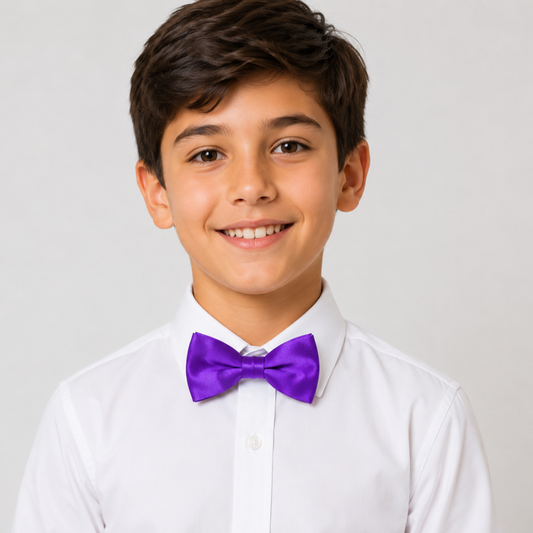 Purple Satin Boys Pre-Tied Bow Tie