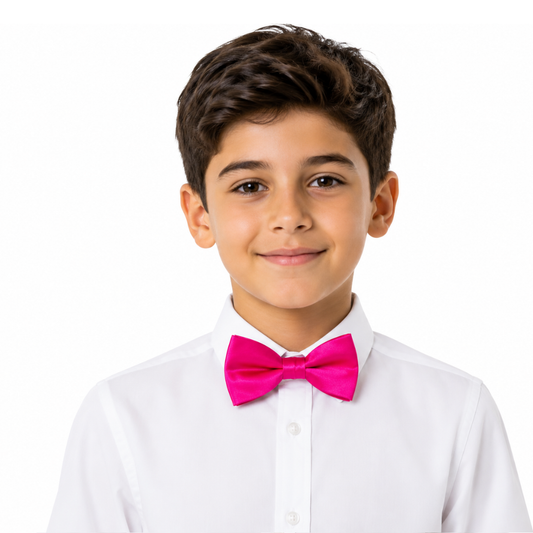 Boys' Solid Fuchsia Pink Adjustable Bow Tie