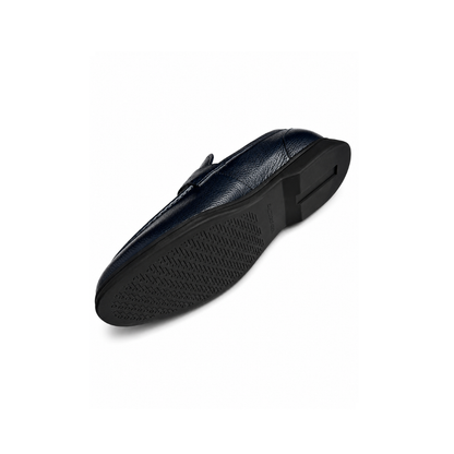 Boy's Navy Pebble-Grain Leather Penny Loafers Shoes