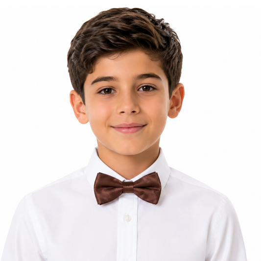 Boys' Solid Brown Adjustable Bow Tie