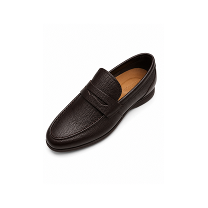 Boy's brown Pebble-Grain Leather Penny Loafers Shoes