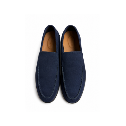 Boy's Navy Blue Suede Leather Slip-On Casual Dress Shoes