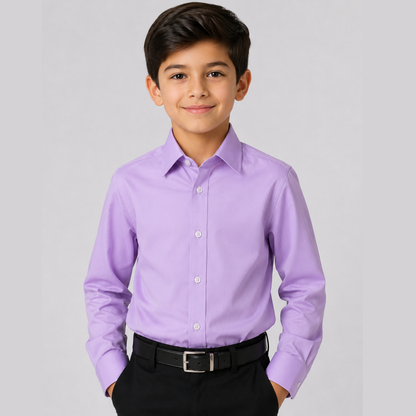 Boys Lavender 100% Cotton Dress Shirt