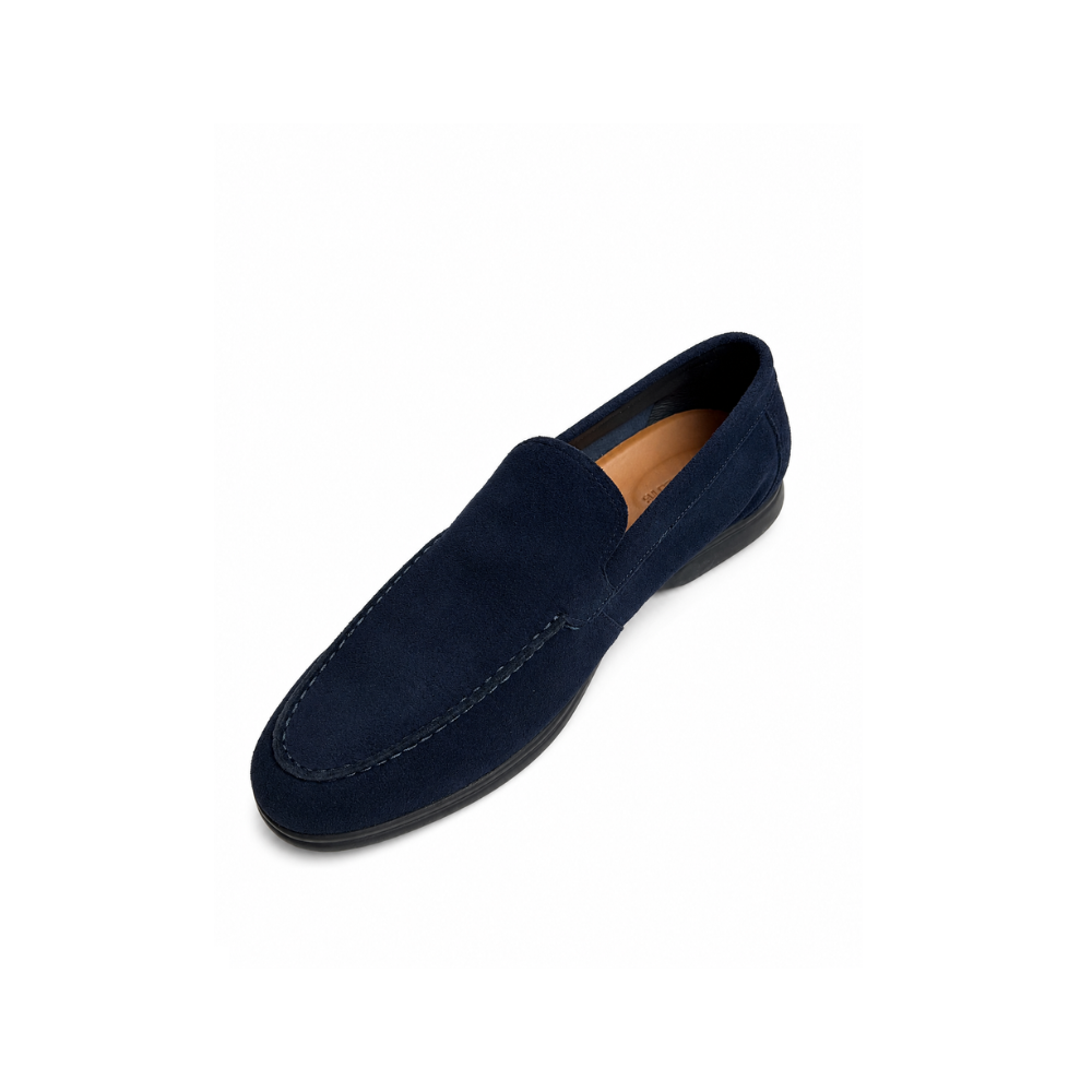 Boy's Navy Blue Suede Leather Slip-On Casual Dress Shoes