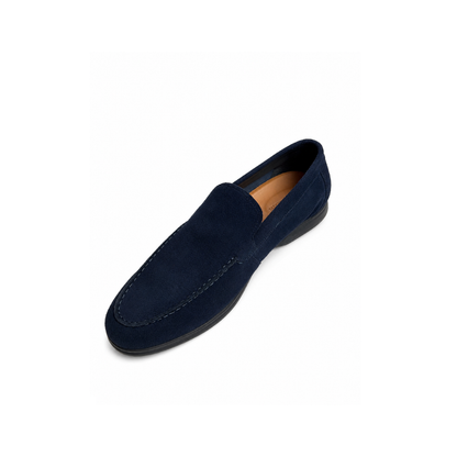 Boy's Navy Blue Suede Leather Slip-On Casual Dress Shoes