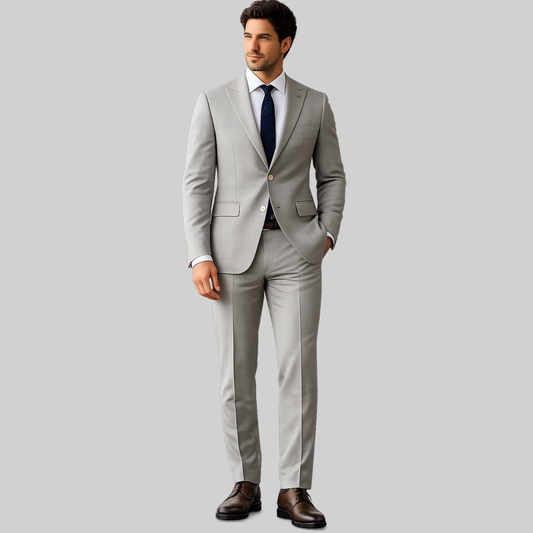 Men's Light Gray Two-Button Suit