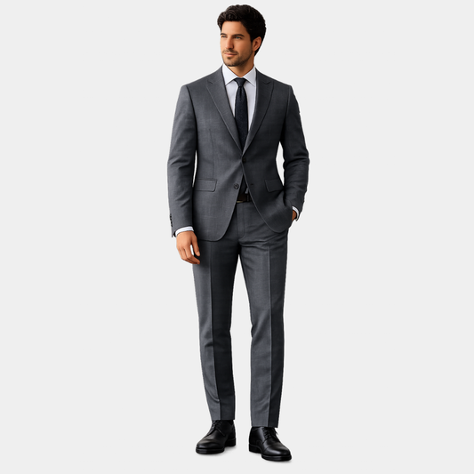 Men's Charcoal Glen Plaid Two-Button Suit