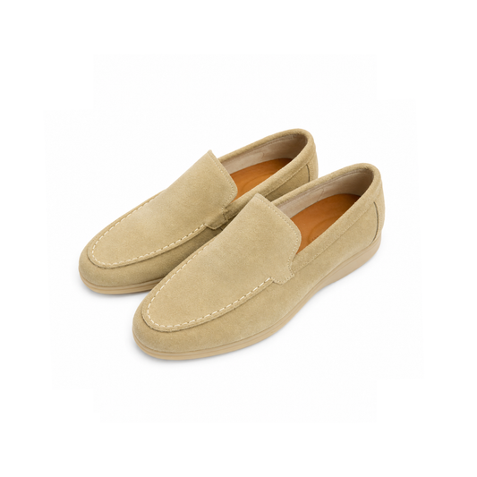 Boy's Beige Slip-On – Casual Comfort Moc Toe Shoes