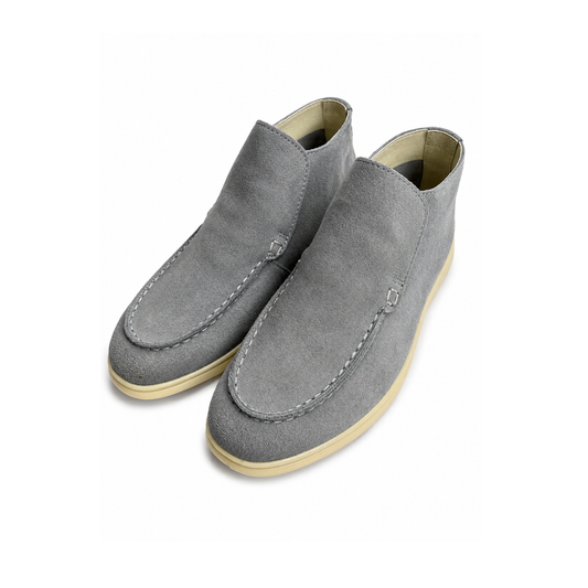 Boys' Light Grey Suede Desert Boots – Casual Slip-On Ankle Boots