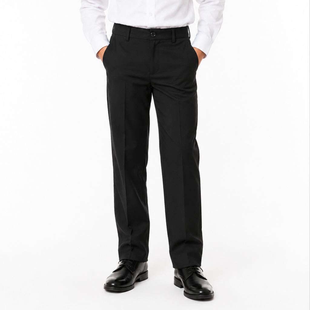 Boys Classic Black Formal Dress Pants – Special Occasion & Wedding Trousers