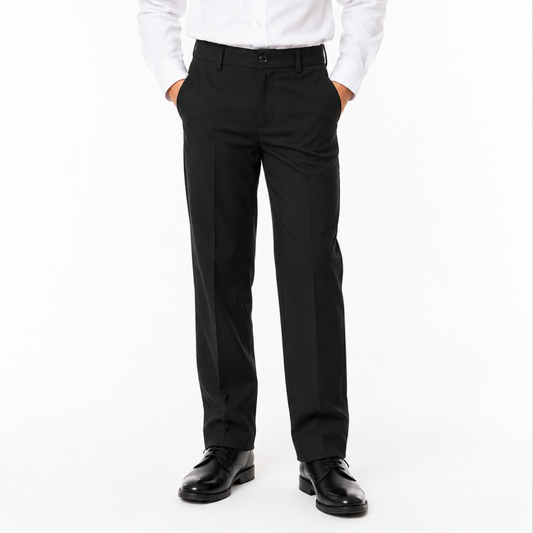 Boys Classic Black Formal Dress Pants – Special Occasion & Wedding Trousers