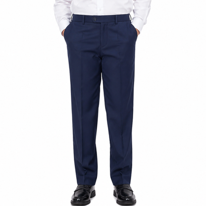Boys Husky Fit Navy Dress Pants – Classic Formal Flat Front Trousers