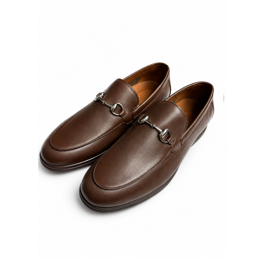 Boy's Classic Slip-On Dress Brown Leather Shoes