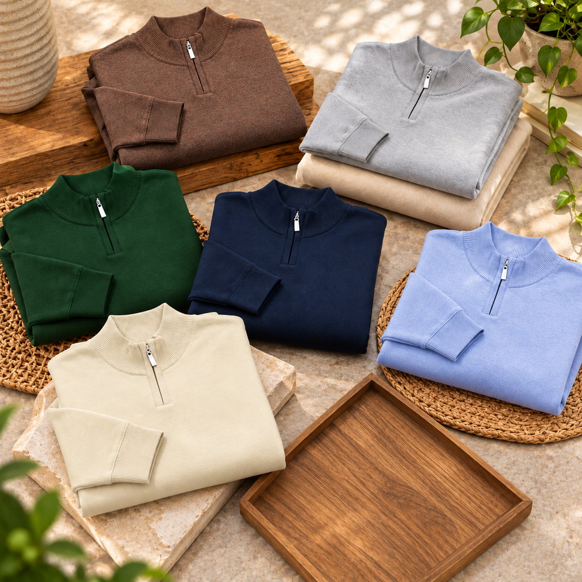 Boys Classic Quarter Zip Sweater in Multicolor