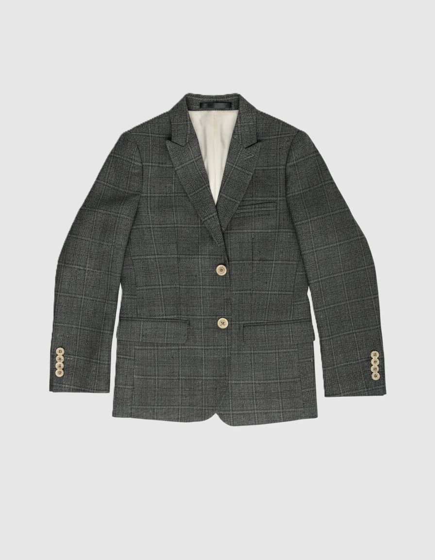 Men's Charcoal Plaid Textured 2PC Suit